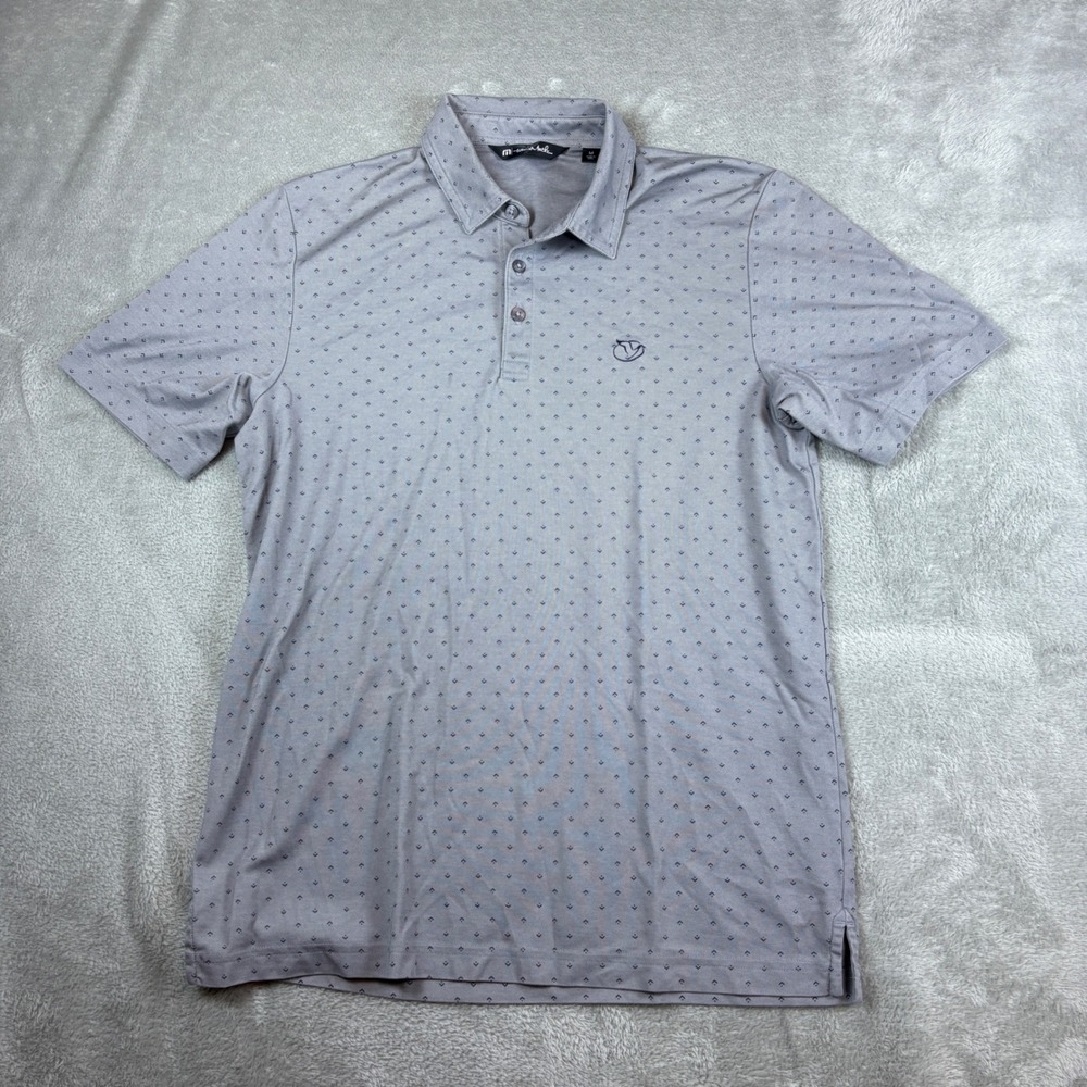 TravisMathew Polo Shirts Mens M Geometric Print Stretch Gray Golf Casual